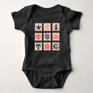 Nature stamp collage baby bodysuit