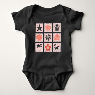 Nature stamp collage baby bodysuit