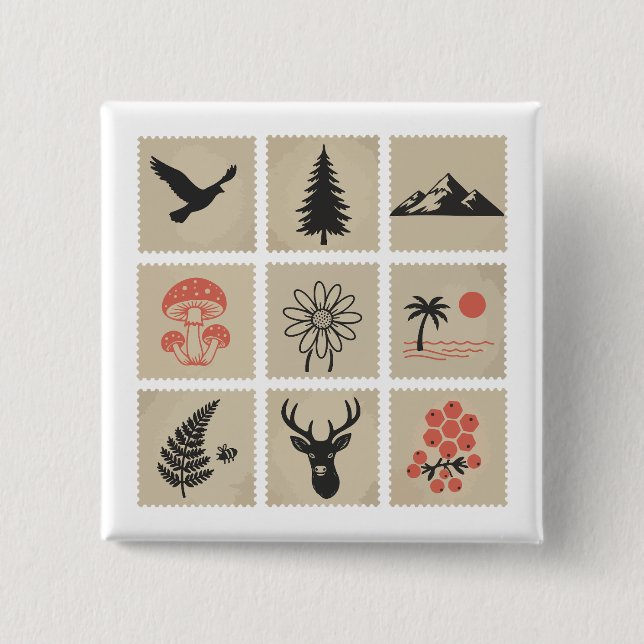 Nature stamp collage button (Front)