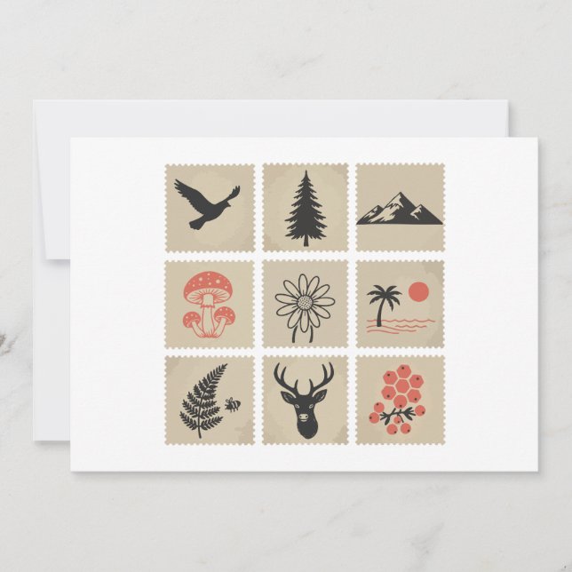 Nature stamp collage invitation (Front)