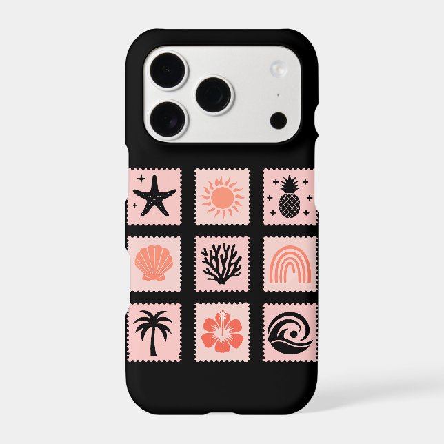 Nature stamp collage iphone case (Back)
