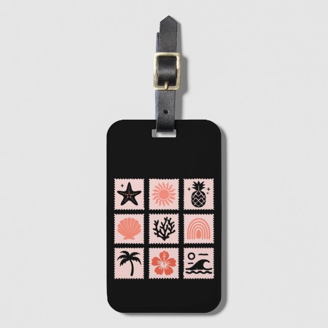 Nature stamp collage luggage tag (Front Vertical)