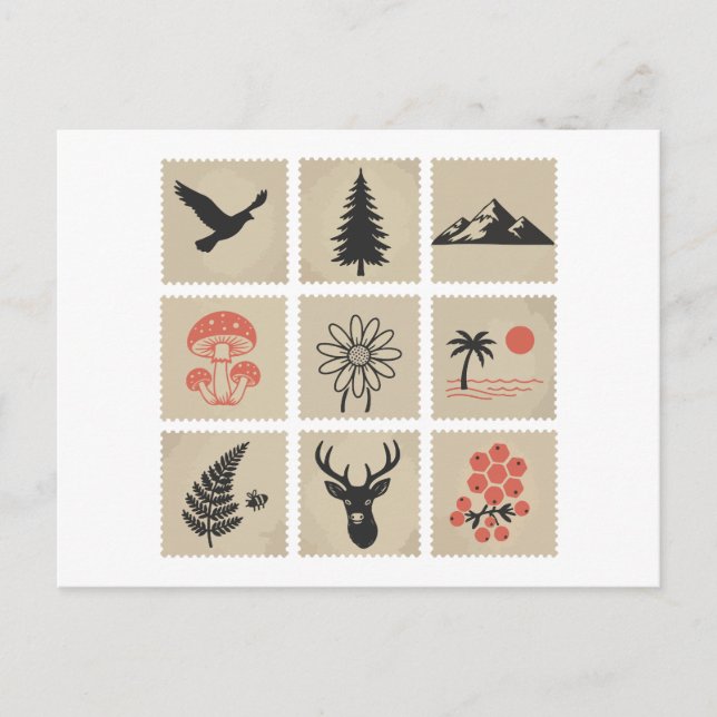 Nature stamp collage postcard (Front)