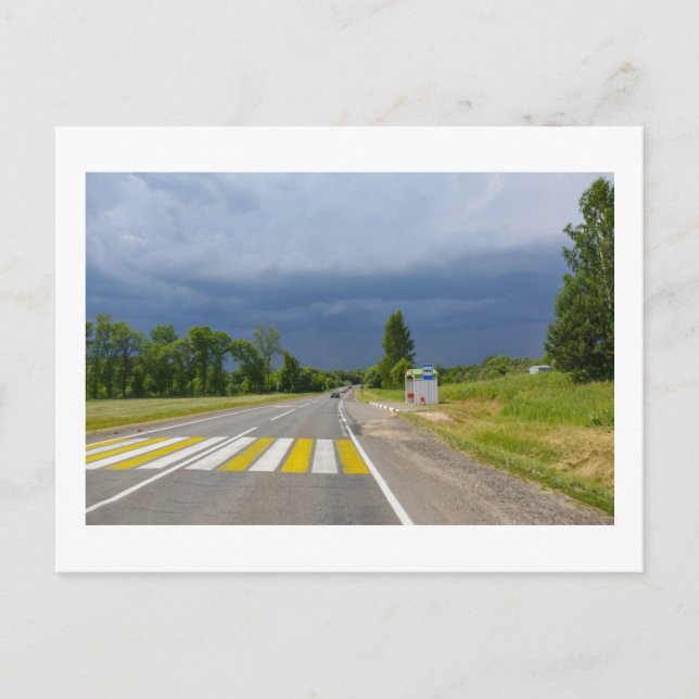 Nature Stormy Landscape Scenery Road Belarus Postcard (Front)