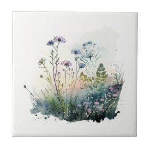 Nature Style Field Flowers Ceramic Tile