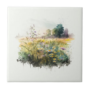 Nature Style Field Flowers Ceramic Tile