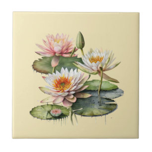 Nature Style Water Lily Ceramic Tile