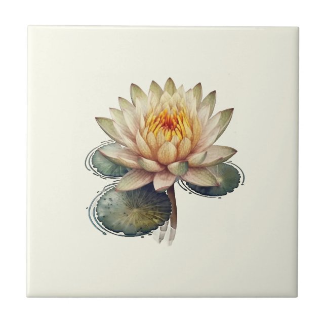 Nature Style Water Lily Ceramic Tile (Front)