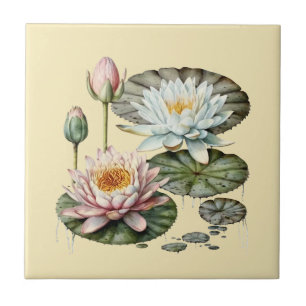 Nature Style Water Lily Ceramic Tile