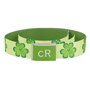 Nature Stylish Green Lucky Shamrock Clover Pattern Belt