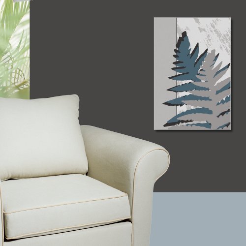 Nature Stylized Gray Fern Leaves Poster