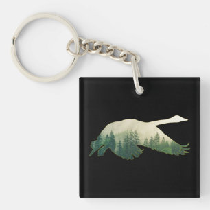 Nature Swan Forest Trees Keychain