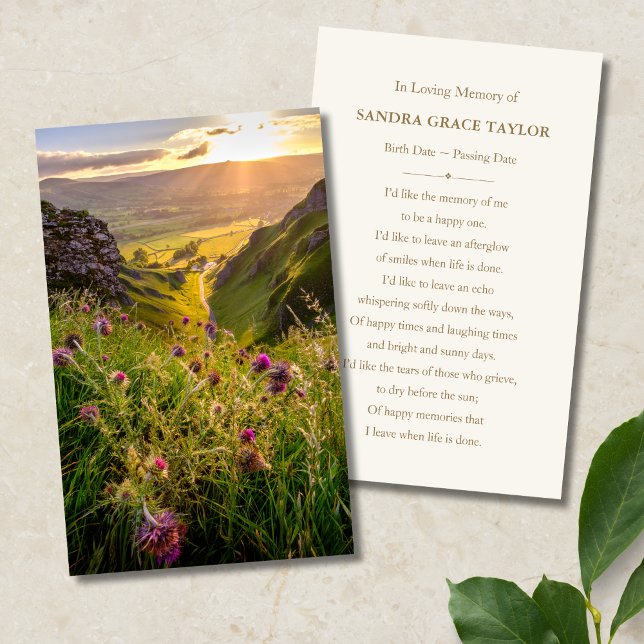 Nature Sympathy Funeral Memorial Card (Nature Floral Memorial Card)