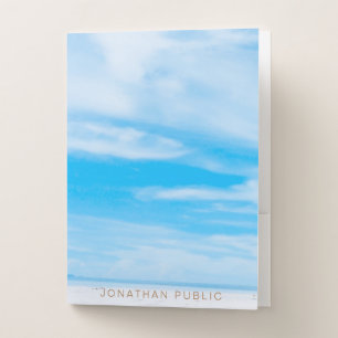 Nature Template Modern Blue Sky White Clouds Trend Pocket Folder