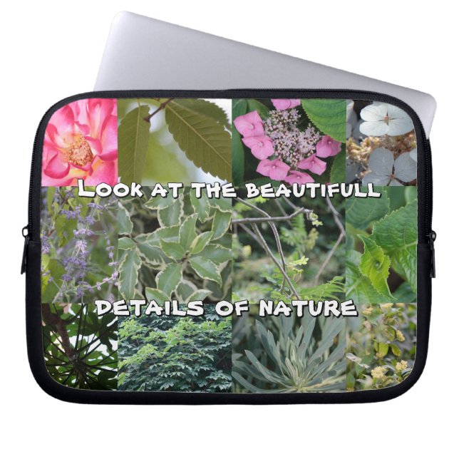 nature text flower green leaf spring laptop sleeve (Front)