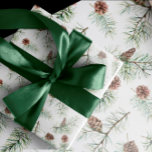 Nature Themed Pine Cones and Branches Christmas Wrapping Paper<br><div class="desc">Rustic watercolor pine cones and pine branches Christmas wrapping paper.</div>