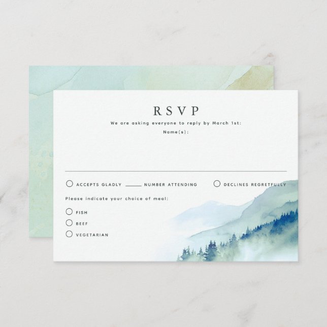 Nature Themed Wedding RSVP Cards (Front/Back)