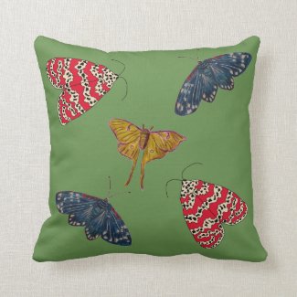 Nature Throw Pillow with Beautiful Moths
