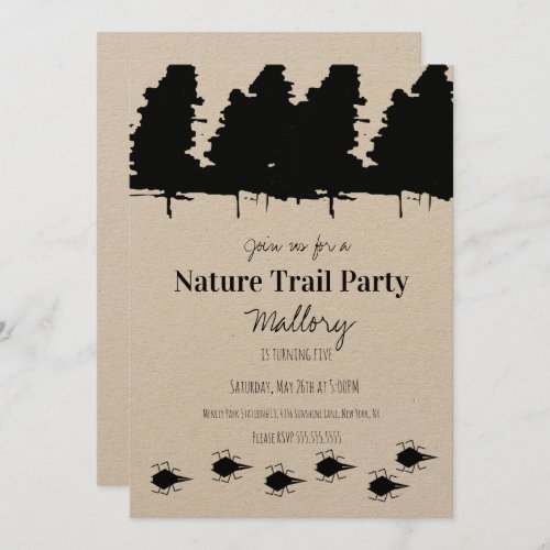 Nature Trail Woods Adventure Birthday Party Rustic Invitation