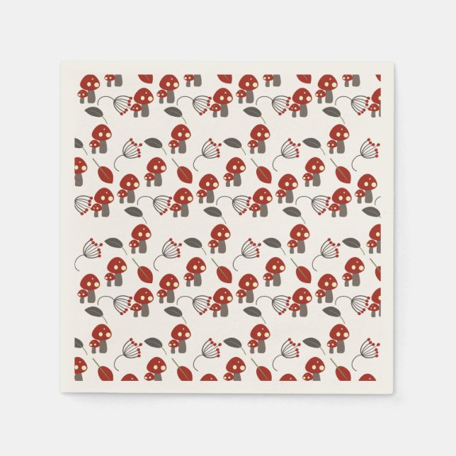 Nature Trail Woods Adventure Mushroom Birthday Napkins (Front)