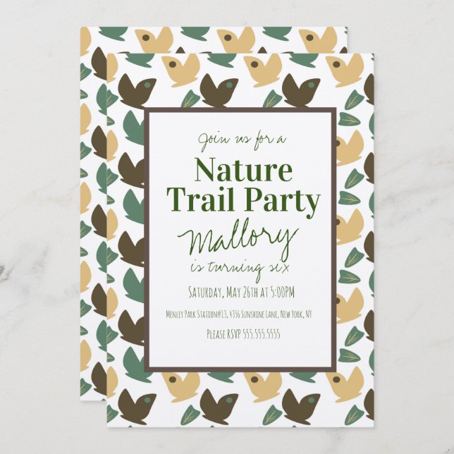 Nature Trail Woods Butterfly Birthday Rustic Invitation (Front/Back)