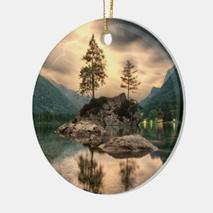 Nature Travels - Water Mountains Landscape Ceramic Ornament