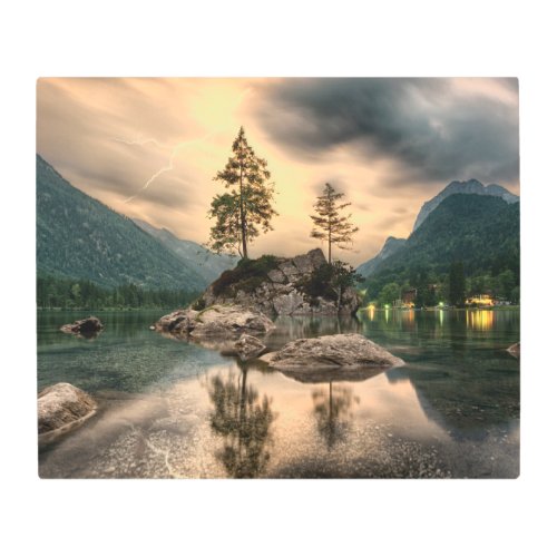 Nature Travels _ Water Mountains Landscape Metal Print