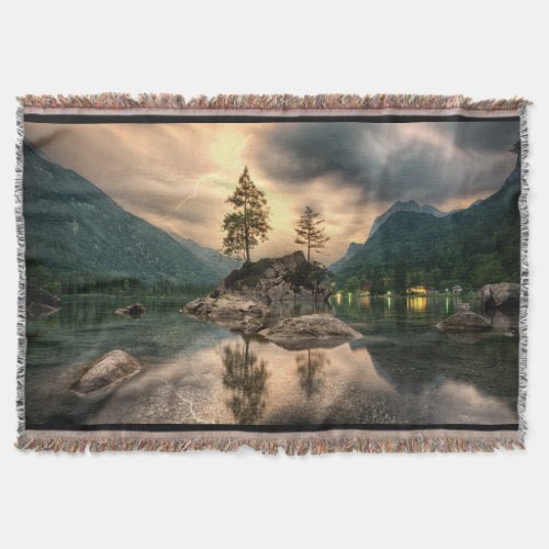 Nature Travels _ Water Mountains Landscape Throw Blanket