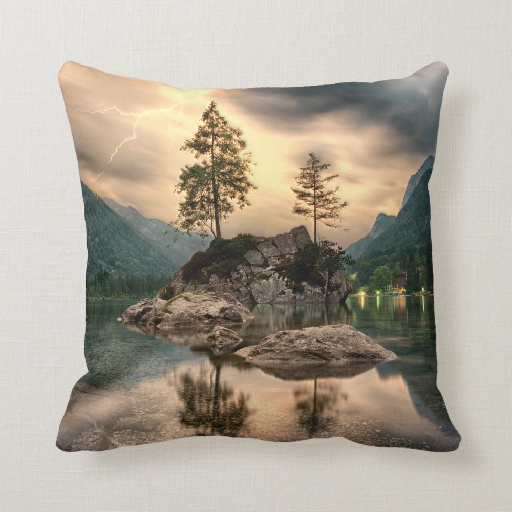 Nature Travels - Water Mountains Landscape Throw Pillow