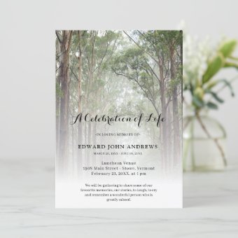 Nature Trees Forest Celebration of Life Funeral Invitation | Zazzle