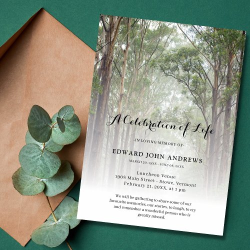 Nature Trees Forest Celebration of Life Funeral Invitation