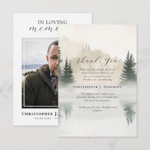 Nature Trees Lake Photo Sympathy Funeral Memorial Thank You Card