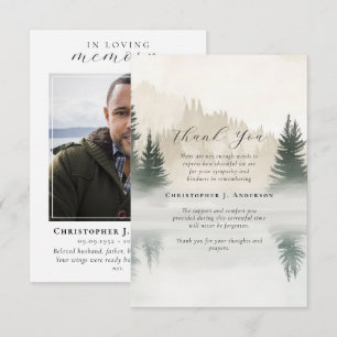 Nature Trees Lake Photo Sympathy Funeral Memorial Thank You Card
