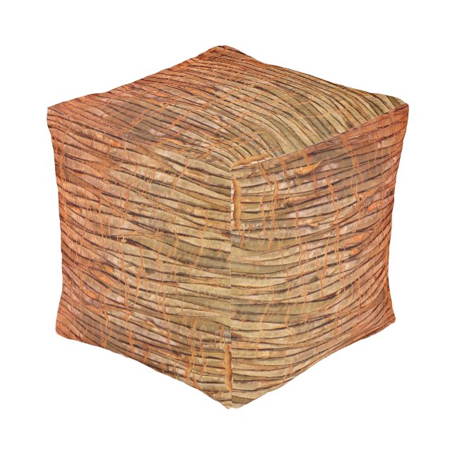 Nature Tropical Tree Bark Photo Pouf (Angled Front)