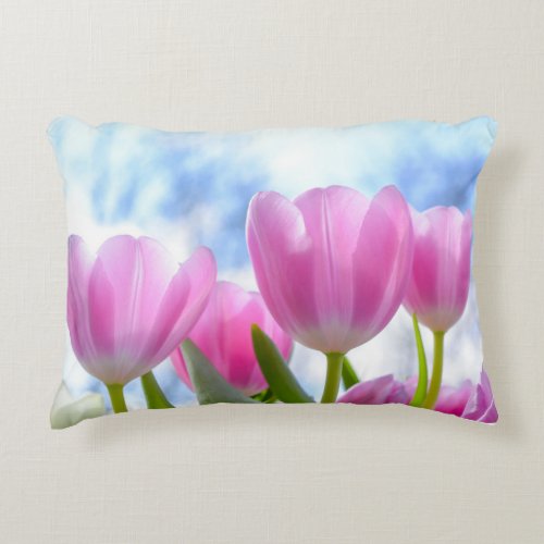 Nature Tulip Flower  Floral pink Accent Pillow