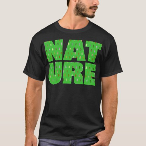 Nature Typography with Mini Trees T_Shirt