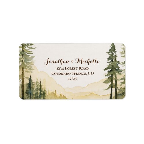 Nature Watercolor Pine Tree Forest Wedding Label