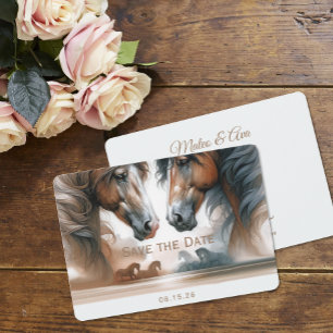 Nature Wedding Brown Save The Date Horses