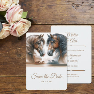 Nature Wedding Brown Save The Date Horses