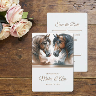 Nature Wedding Brown Save The Date Horses