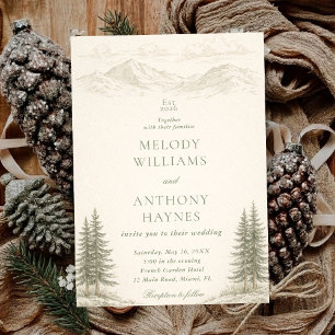 Nature Wedding with Pine Trees Mountain Landscape Invitation