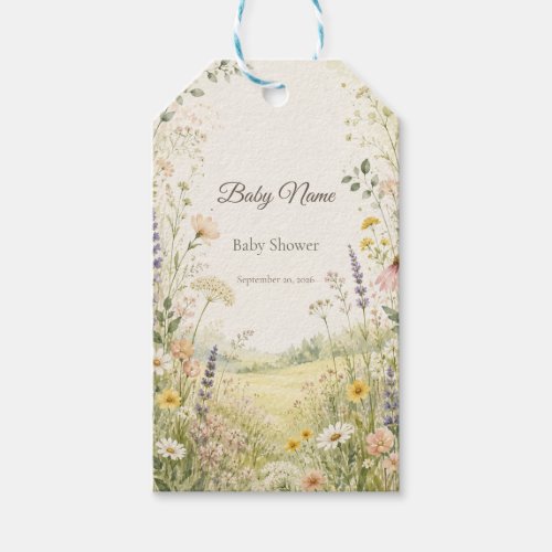 Nature Wildflower Baby Shower Gift Tag