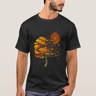 Nature Wildlife Full Moon Tree Flock Of Birds Outd T-Shirt