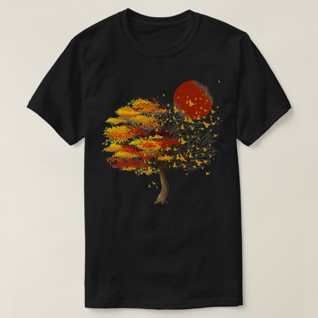 Nature Wildlife Full Moon Tree Flock Of Birds Outd T-Shirt (Design Front)
