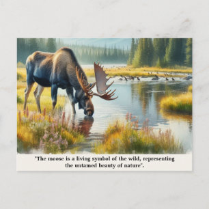 Nature Wildlife Moose with Quote  Postcard