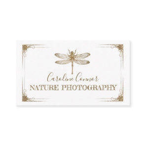 Nature Wildlife Photography Golden Dragonfly Business Card