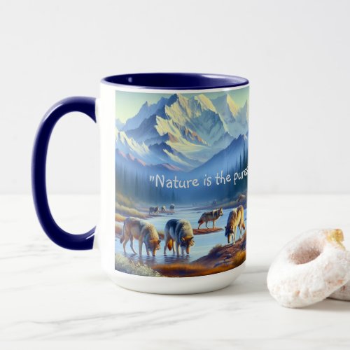 Nature Wildlife Wolves Denali Park Coffee Mug
