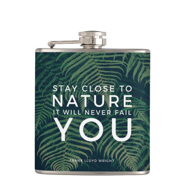 Nature Will Never Fail You Quote Palm Tree Flask (Front)