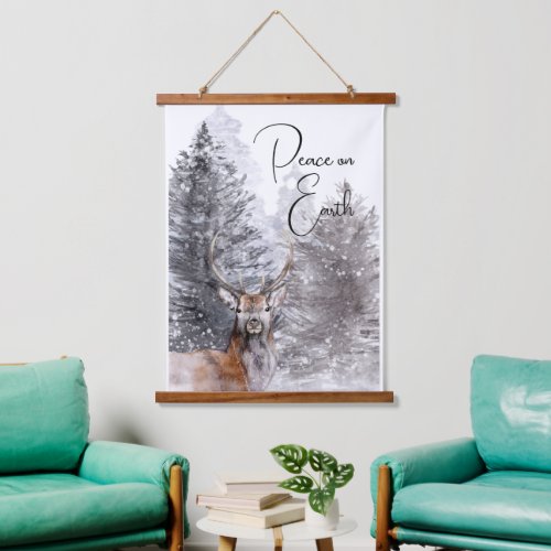 Nature Winter Scene Peace on Earth  Hanging Tapestry