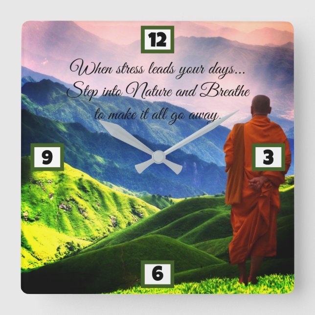Nature Wisdom Square Wall Clock (Front)